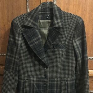 Women's Plaid Jacket - Deep Cool tone Olive and Black Plaid Blazer